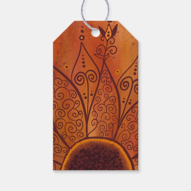 Abstrakt Solros Mönster Presentetikett (Framsidan)