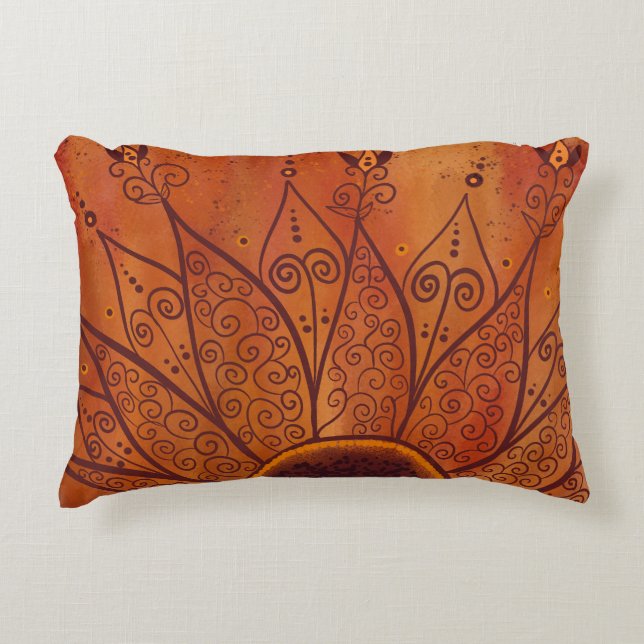 Abstrakt Solros Mönster Prydnadskudde (Framsidan)