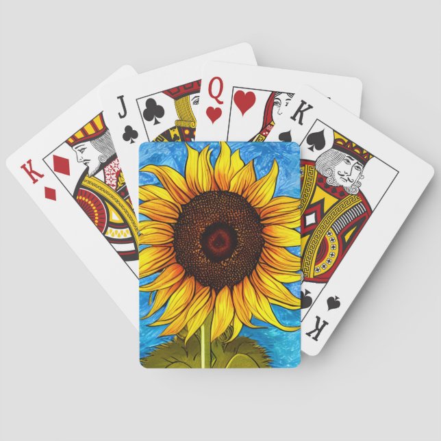 Abstrakt Solrosmålning Casinokort (Baksidan)
