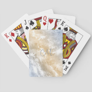Abstrakt Soluppgång himlar blek guld blue monogram Casinokort