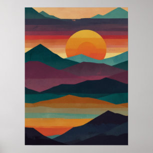 Abstrakt Soluppgång Peaks Poster