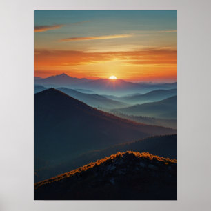 Abstrakt Soluppgång Peaks Poster