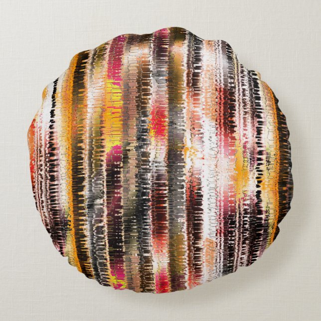 Abstrakt som är uppdelad på skivad papper rund kudde (Baksidan)