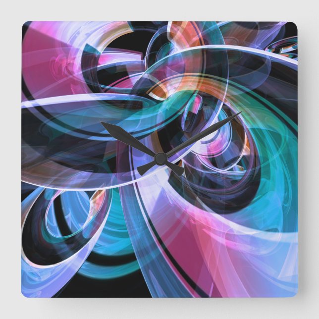 Abstrakt som återspeglar Ringar Fyrkantig Klocka (Framsida)