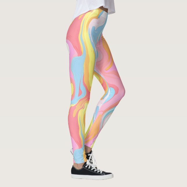 Abstrakt som droppar färgens design pastellform La Leggings (Höger)