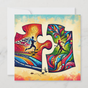 Abstrakt som kör ett par Pillow Valentines Gift Ru Julkort