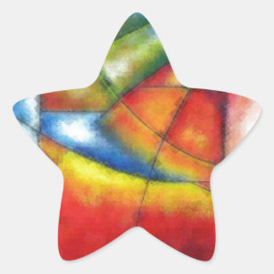 abstrakt som målar röd gult grönt blå stjärnformat klistermärke