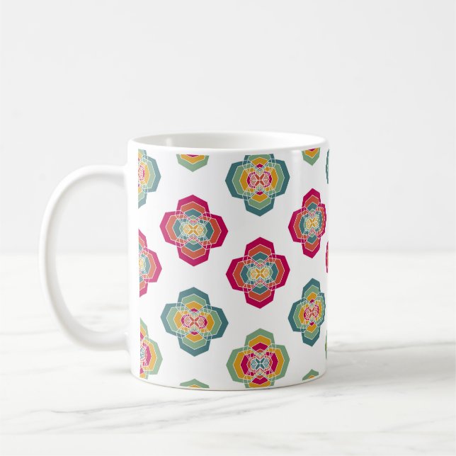 Abstrakt Sömlös Blommigt Bakgrund, yta textu Kaffemugg (Vänster)