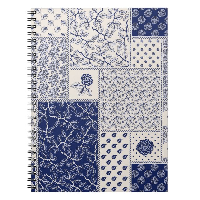 Abstrakt, sömlös delikat lappverk mönster, mörk anteckningsbok (Framsidan)