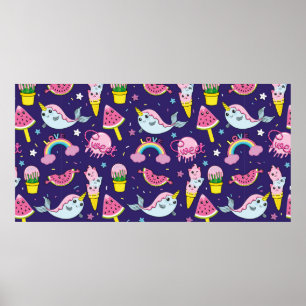 Abstrakt sömlös glass mönster. Kreativ vint Poster