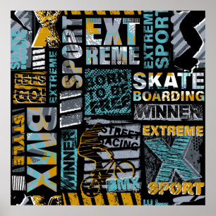 Abstrakt sömlös grunge mönster. Urban stil, läge Poster