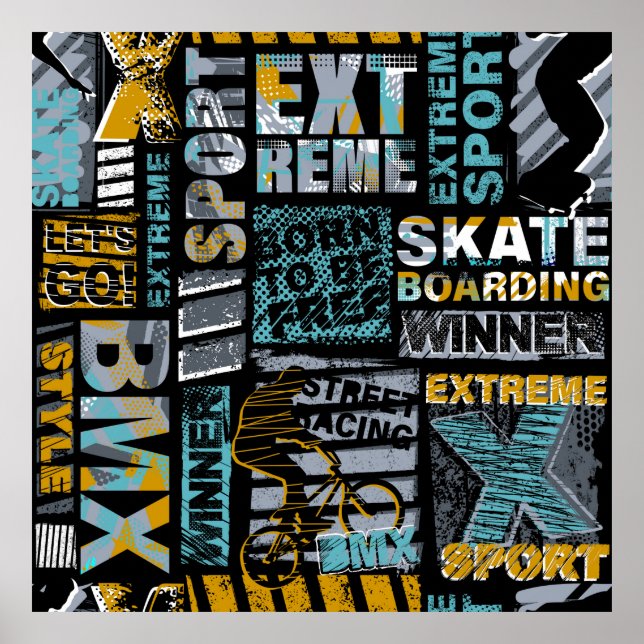 Abstrakt sömlös grunge mönster. Urban stil, läge Poster (Framsidan)