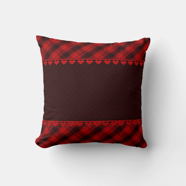 Abstrakt Sömlös kontrollerad rödbrun tartan Kudde (Framsida)