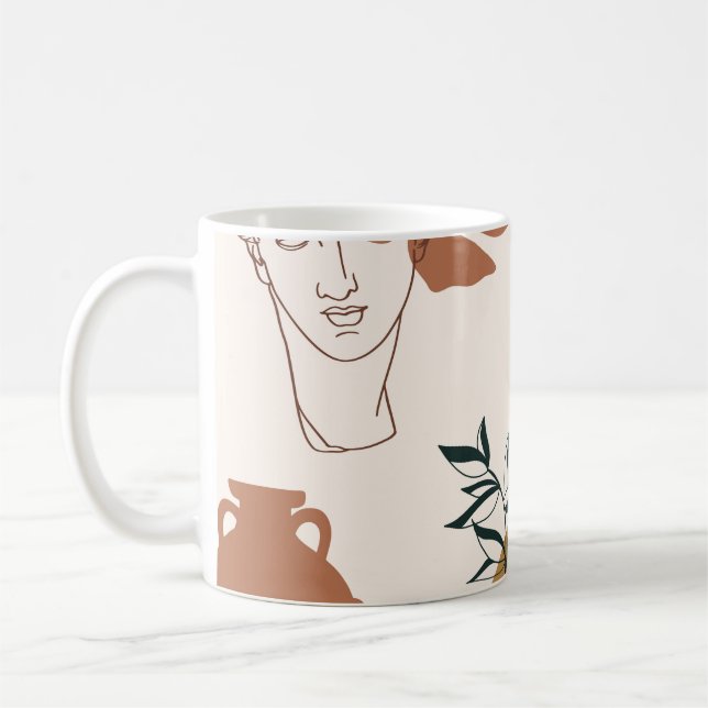 Abstrakt sömlös mönster i Greklands skulpturhuvud  Kaffemugg (Vänster)