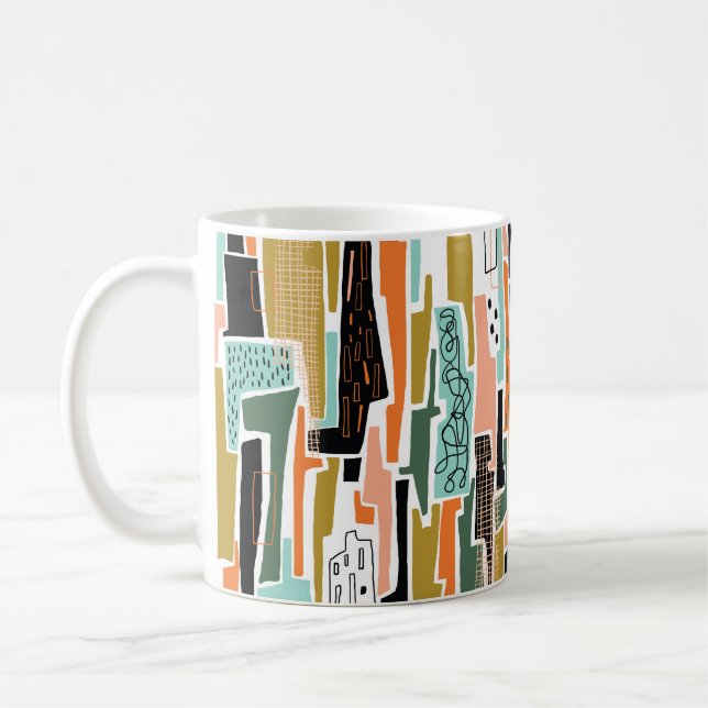 Abstrakt sömlös mönster med geometrisk utformning kaffemugg (Vänster)