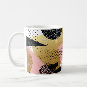 Abstrakt sömlös mönster med rosa black i guld kaffemugg