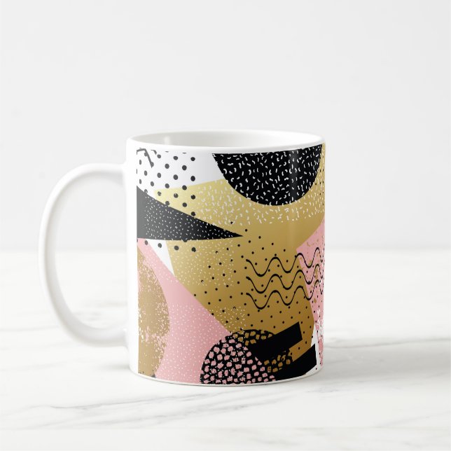 Abstrakt sömlös mönster med rosa black i guld kaffemugg (Vänster)