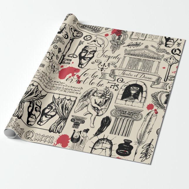 Abstrakt sömlös mönster på temat teater  presentpapper (Utrullad)