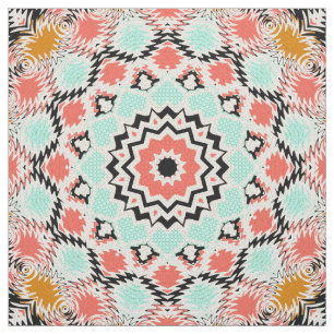 Abstrakt sömlös runt mandala-mosaikplattkalejd tyg