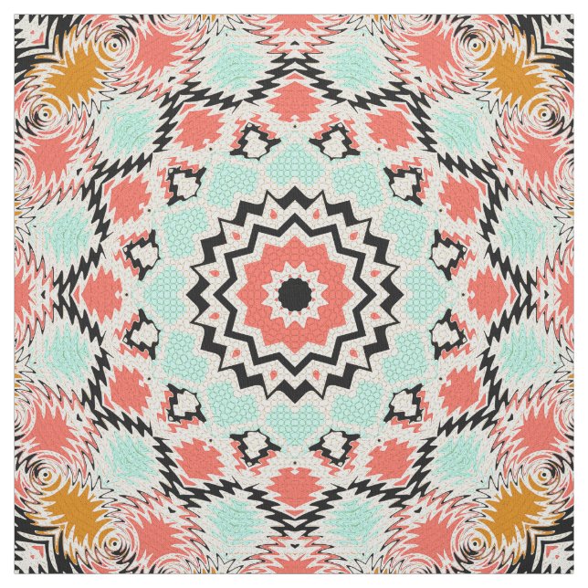 Abstrakt sömlös runt mandala-mosaikplattkalejd tyg (Provkarta)