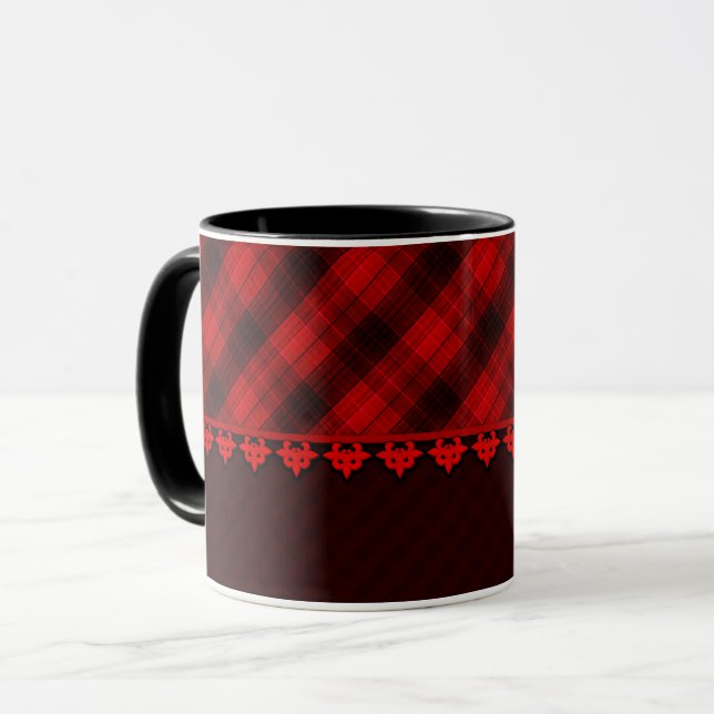Abstrakt sömlös rutig rutig röd brun tartan mugg (Framsida vänster)