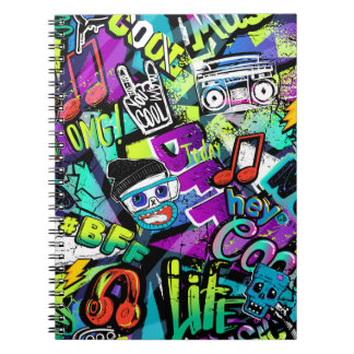 Abstrakt sömlös tecknad mönster. Upprepad med m Anteckningsbok