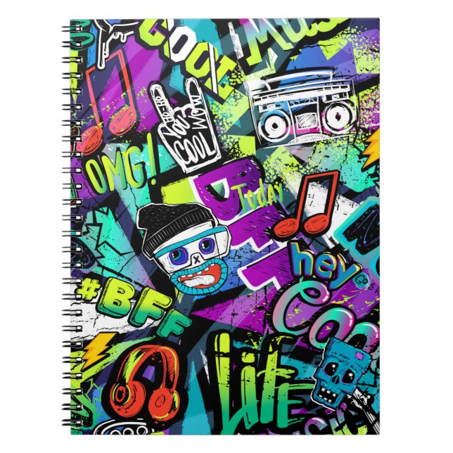 Abstrakt sömlös tecknad mönster. Upprepad med m Anteckningsbok (Framsidan)