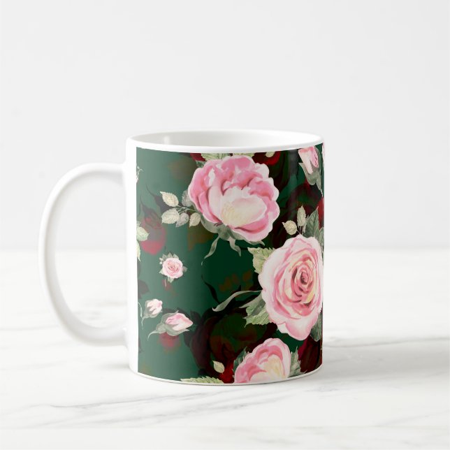 Abstrakt Sömlös underbar mönster-ritad blomning el Kaffemugg (Vänster)
