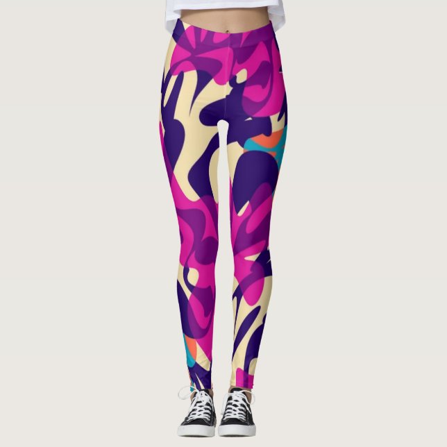 Abstrakt Sömlösa färgämnen i Mönster Leggings (Framsida)
