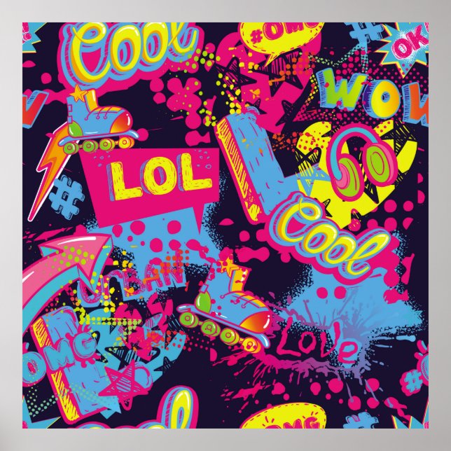 Abstrakt sömlösa grymma tonåringar mönster. Teckna Poster (Framsidan)