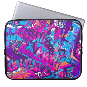 Abstrakt sömlöst graffitiordmönster. Grunge upprep Laptop Fodral