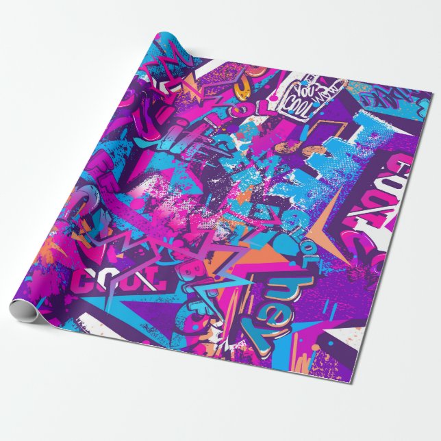 Abstrakt sömlöst graffitiordmönster. Grunge upprep Presentpapper (Utrullad)