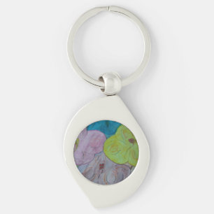Abstrakt Sommar Blommigt Metall Swirl Silverfärgad Nyckelring