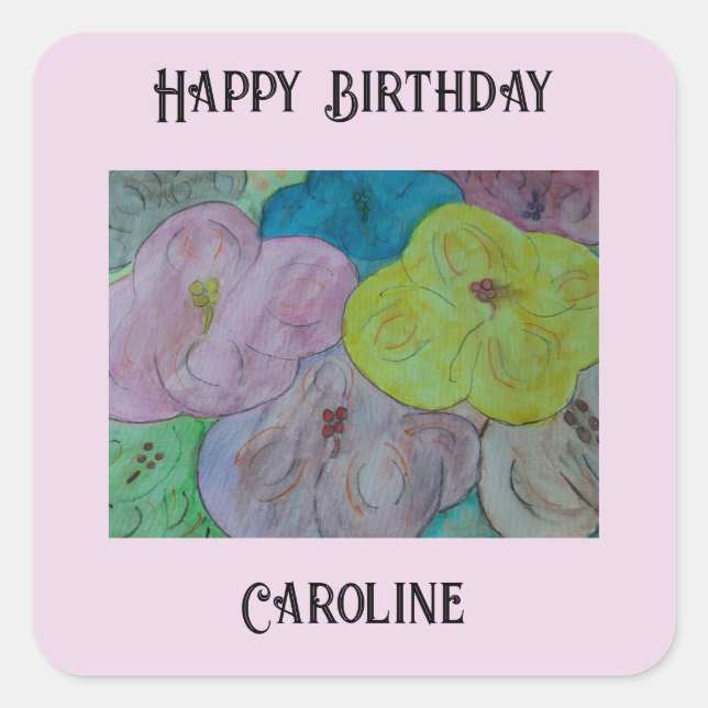 Abstrakt Sommar-Blommigtens Personlig Fyrkantigt Klistermärke (Framsida)