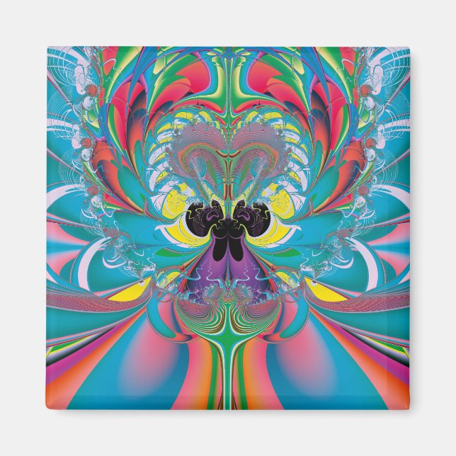 Abstrakt sommar fjäril konst magnet (Framsidan)