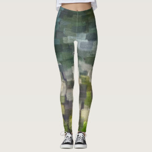 Abstrakt sommar grön tegel leggings