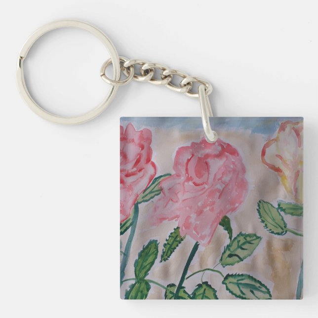 Abstrakt Sommar Ro akryl Nyckelring (Framsidan)