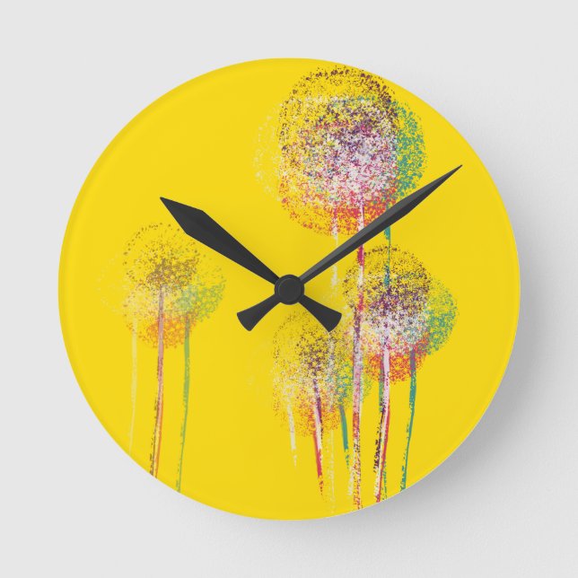 Abstrakt Sommarblomma Träd #2 Rund Klocka (Framsida)