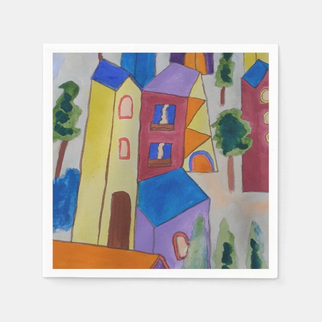 Abstrakt Sommarbyn Pappersservett (Framsidan)