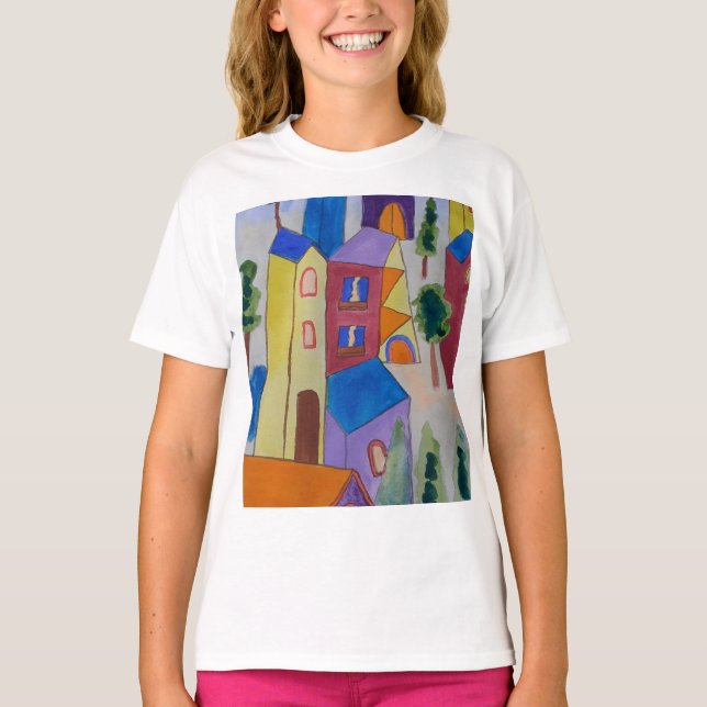 Abstrakt Sommarbyn T Shirt (Framsida)