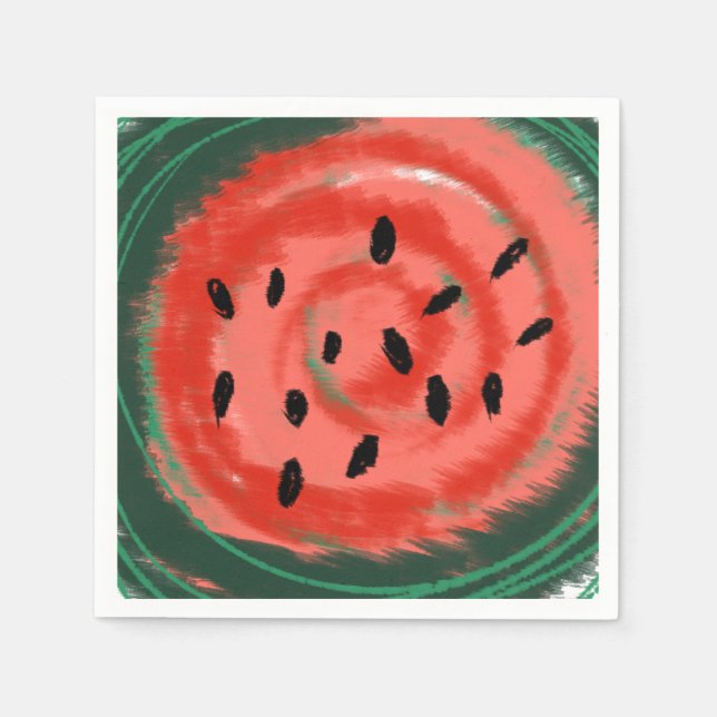 Abstrakt sommarvirvlad röd vattenmelon pappersservett (Framsidan)