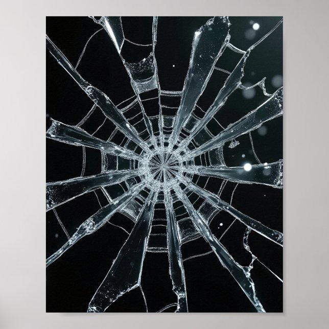 Abstrakt söndrig glasstruktur sprucken webb sprick poster (Framsidan)