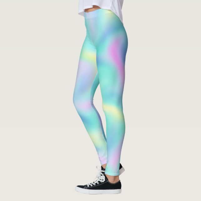Abstrakt Söt Pastel Swirls Mönster Leggings (Vänster)