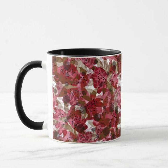 Abstrakt söt vacker röda blommor blomsterdesign mugg (Vänster)
