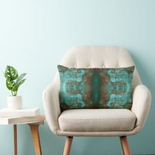 Abstrakt South Western Boho Rust Teal Mirrored Lumbarkudde
