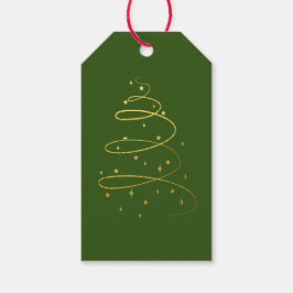 Abstrakt Sparkling Guld, Grönt Julgran Presentetikett