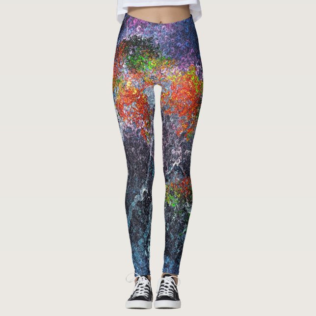 Abstrakt Sparkly Träd Leggings (Framsida)