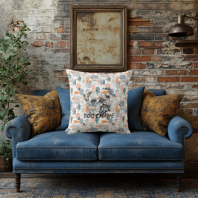 Abstrakt specialdesignad engelsk bulldogg-kudde  kudde (Skapare uppladdad)