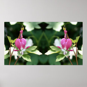 Abstrakt spegel med rosa blödande hjärta-blomma poster