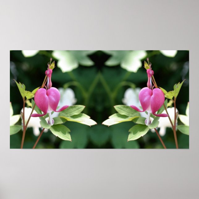 Abstrakt spegel med rosa blödande hjärta-blomma poster (Framsidan)